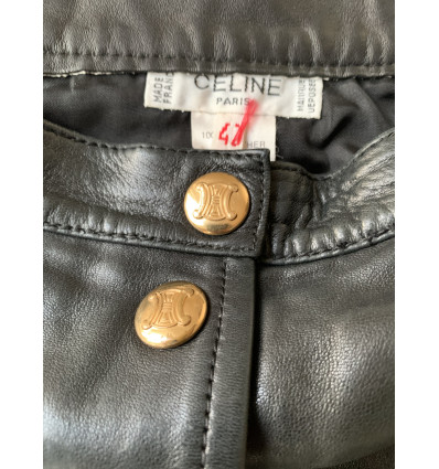 Jupe Celine vintage cuir noir T40/M