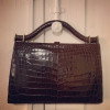 Sac crocodile brun poignée