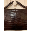 Sac crocodile brun poignée