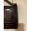 Sac crocodile brun poignée