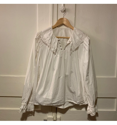 Blouse dentelle vintage frou frou coton