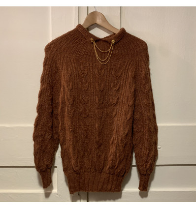pull vintage tricoté main laine