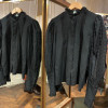 Blouse vintage frou frou noire 80S