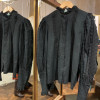 Blouse vintage frou frou noire 80S