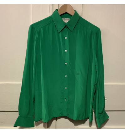 Blouse Celine vintage soie verte TM/L