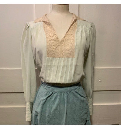 Blouse Emmanuelle Khanh vintage soie dentelle TS