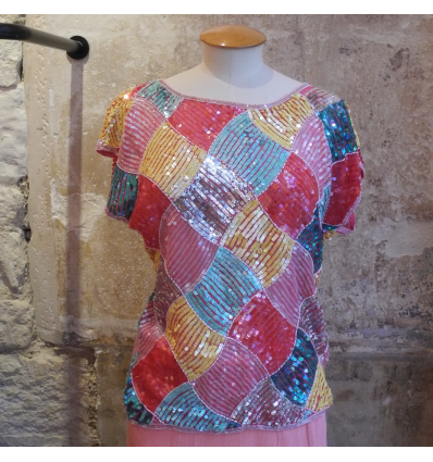 Top sequins soie Louis Féraud