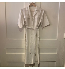 Robe Vintage Guy Laroche - Taille 42 - Laine Blanche Cassé/noir - Longueur Maxi - Très Bon état