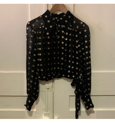 Blouse mousseline de soie vintage lamé or
