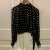 Blouse mousseline de soie vintage lamé or