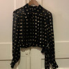 Blouse mousseline de soie vintage lamé or