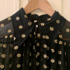 Blouse mousseline de soie vintage lamé or