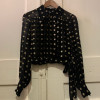Blouse mousseline de soie vintage lamé or