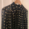 Blouse mousseline de soie vintage lamé or
