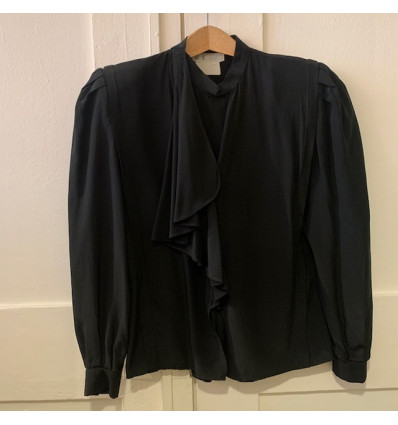 Blouse Emmanuelle Khanh vintage soie noire TS/M