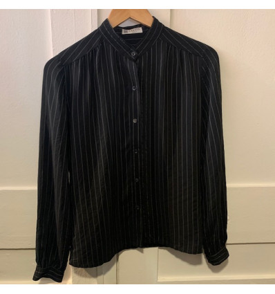 Blouse Lanvin vintage rayures soie TS