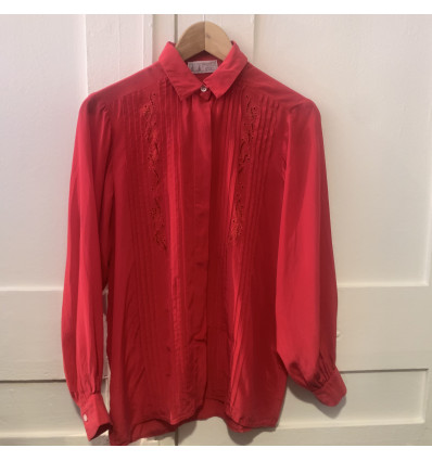 Blouse Emmanuelle Khanh vintage soie framboise TM/L