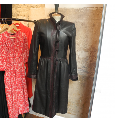Manteau en cuir vintage Yves Saint-Laurent
