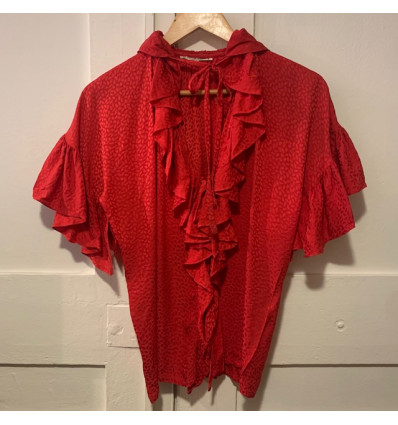 Blouse Saint-Laurent vintage soie rouge T38
