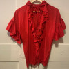 Blouse Saint-Laurent vintage soie rouge T38