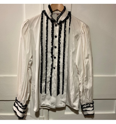 Blouse Saint-Laurent vintage dentelle et coton T38