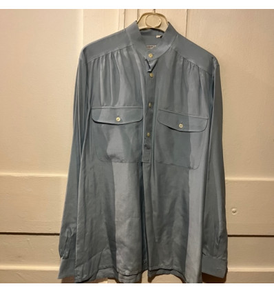 Blouse Saint-Laurent vintage soie T1 bleu ciel
