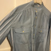 Blouse Saint-Laurent vintage soie T1 bleu ciel
