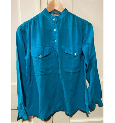 Blouse Saint-Laurent bleue vintage seventies