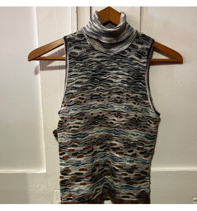 Pull col roulé sans manches Missoni vintage TS