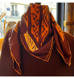 Carré De Soie Lanvin Vintage – Foulard Bandana Multicolore – Occasion En Bon état – Pour Femme