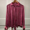 Blouse saint-Laurent vintage soie lavallière rose T3