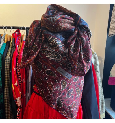 Chale Christian Dior vintage laine imprimé cachemire