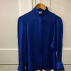 Blouse vintage Christian Dior monogramme soie bleue TM/L