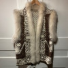 Gilet sans manches renard et soie vintage