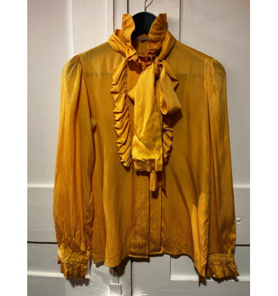 Blouse Saint Laurent vintage T36 lavallière soie rayures