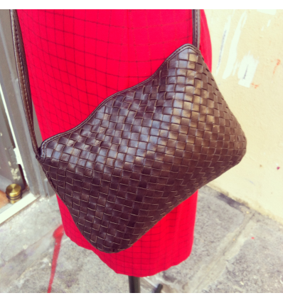 Petit sac en cuir tressé chocolat