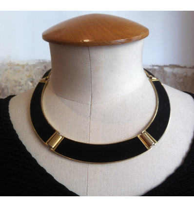 Collier vintage torque or et noir