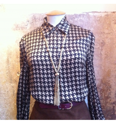 Blouse Celine vintage soie pied de poule