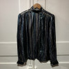 Blouse Ted Lapidus vintage soie lamée rayures
