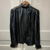 Blouse Ted Lapidus vintage soie lamée rayures