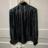 Blouse Ted Lapidus vintage soie lamée rayures