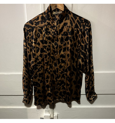 Blouse Valentino vintage leopard soie TM/L