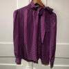 Blouse Saint-Laurent vintage soie parme lavallière