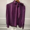 Blouse Saint-Laurent vintage soie parme lavallière