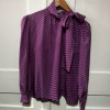 Blouse Saint-Laurent vintage soie parme lavallière