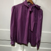 Blouse Saint-Laurent vintage soie parme lavallière