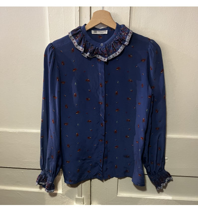 Blouse Lanvin vintage soie col volanté