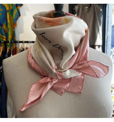Carré Jean Desses vintage rose fleurs
