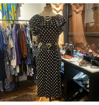 Robe Valentino vintage pois frou-frou T40