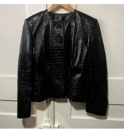 Veste cuir façon crocodile Escada vintage T38